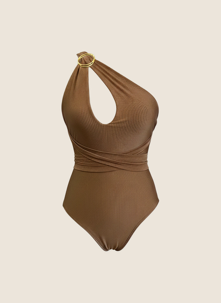 ENTERIZO MULTIFORMAS CON AROS DORADOS - ACANALADO BRONCE