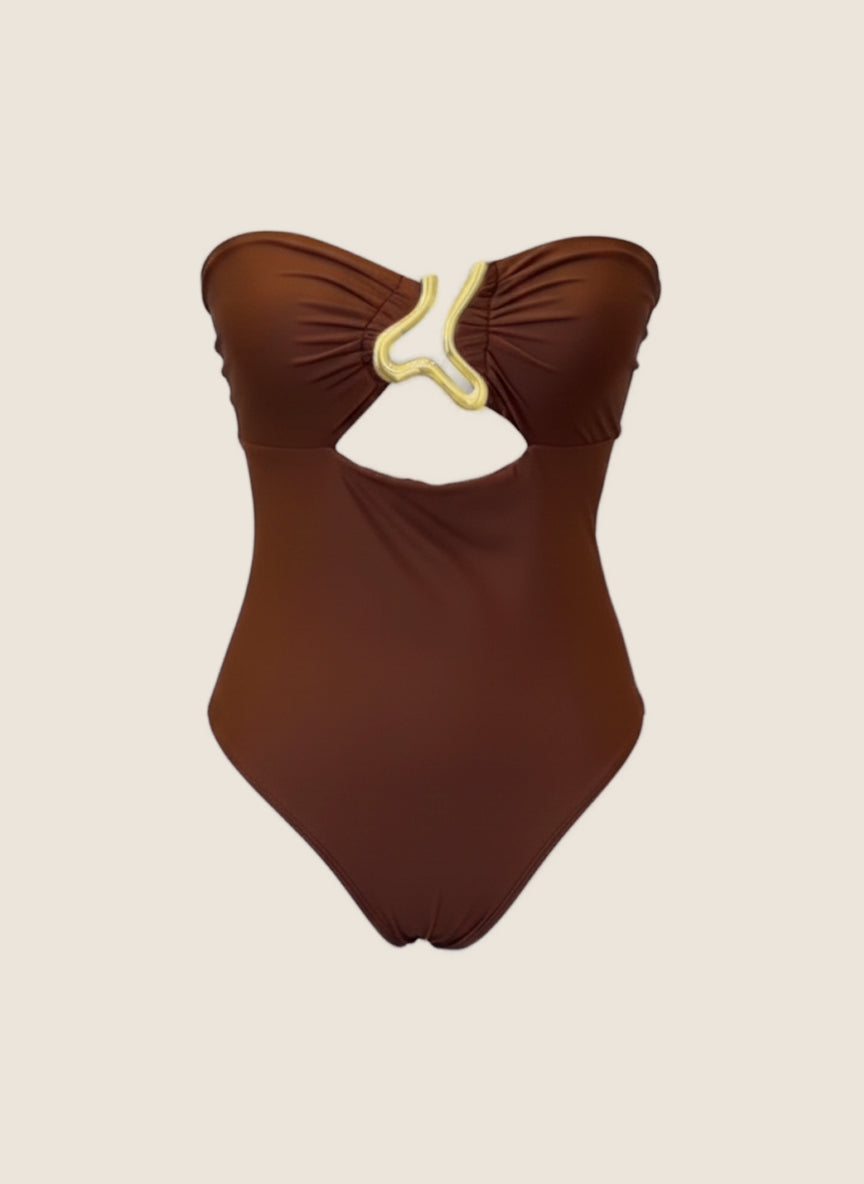 ENTERIZO STRAPLESS HERRAJE - CACAO