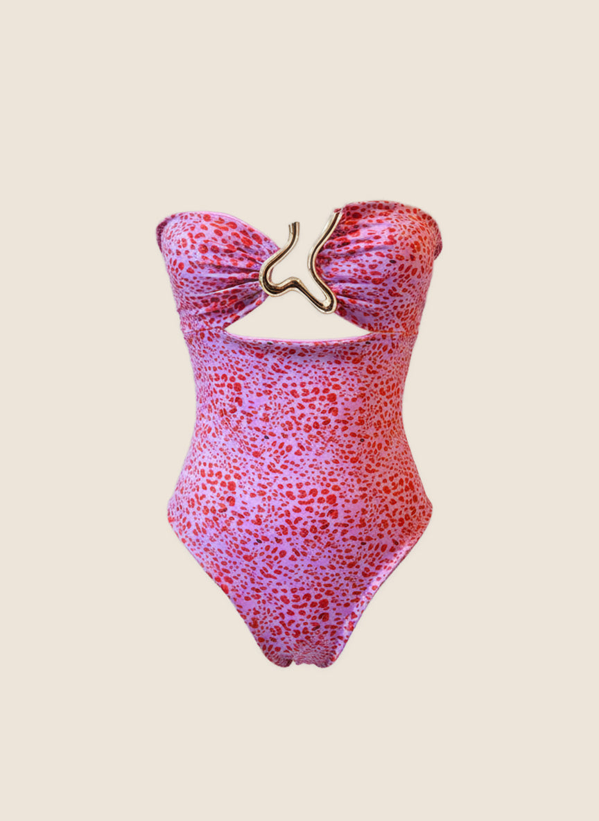 ENTERIZO STRAPLESS HERRAJE - CORAL GLOW