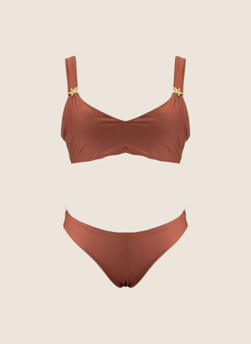TOP EN V Y PANTY CERRADA - TERRACOTA SUNSET