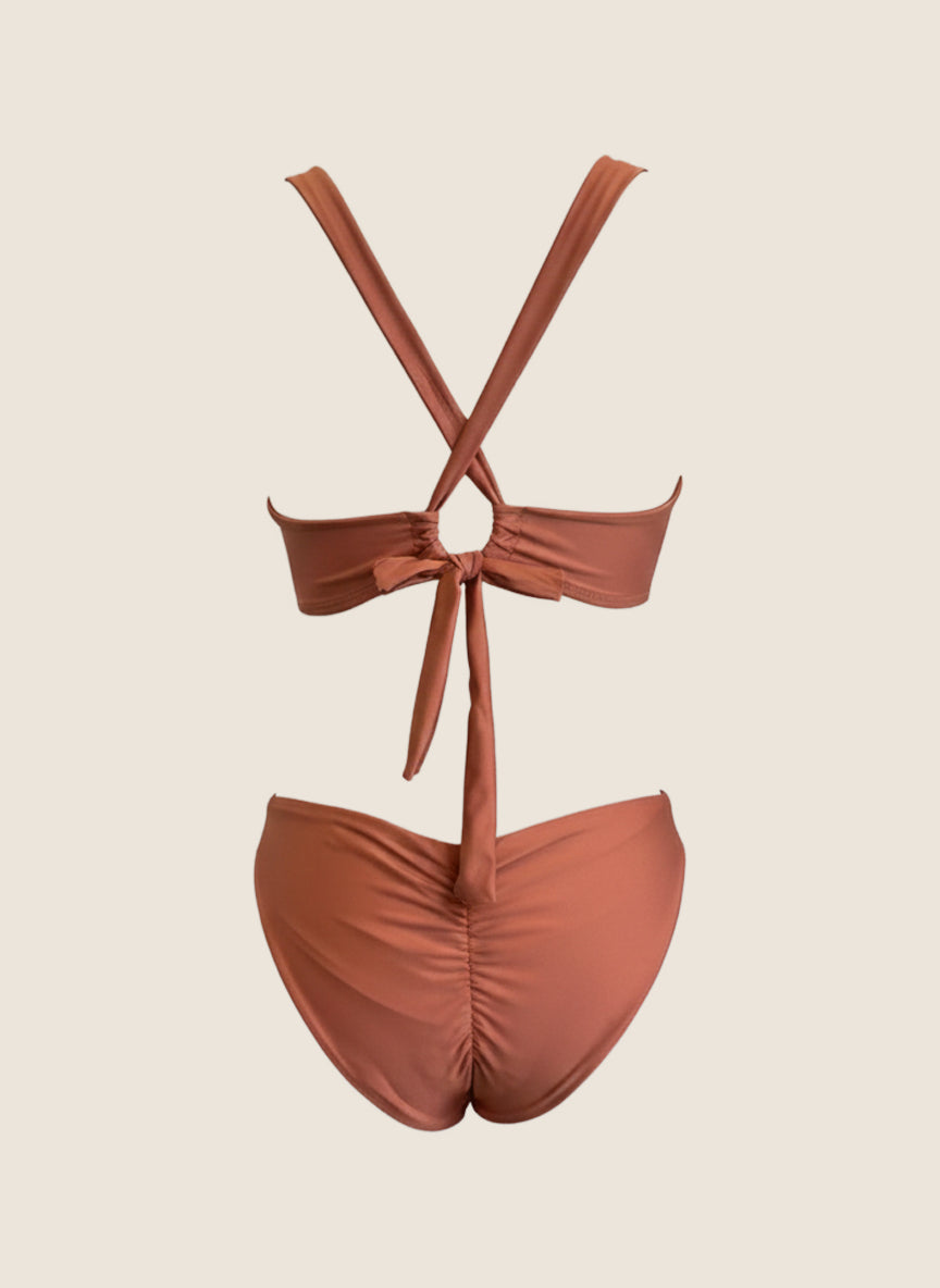 TOP EN V Y PANTY CERRADA - TERRACOTA SUNSET