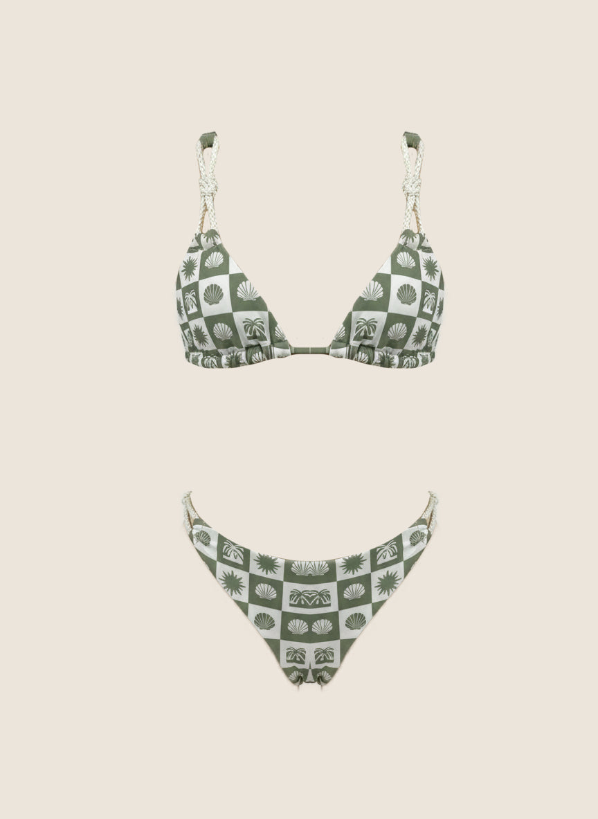 BIKINI TRIÁNGULO COASTAL CHECK - VERDE OLIVA