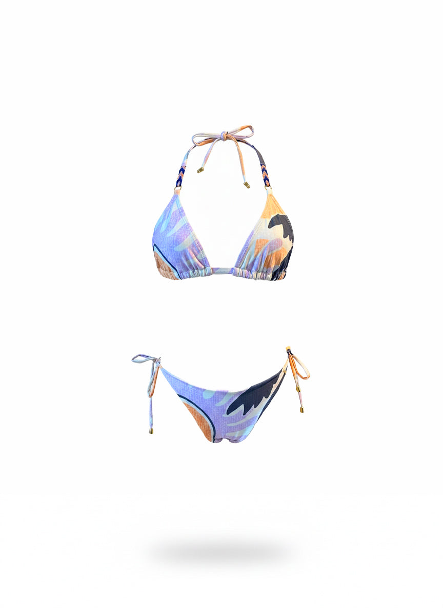 BIKINI TRIÁNGULO TRENZA CORTA - PRINT AURORA LILA
