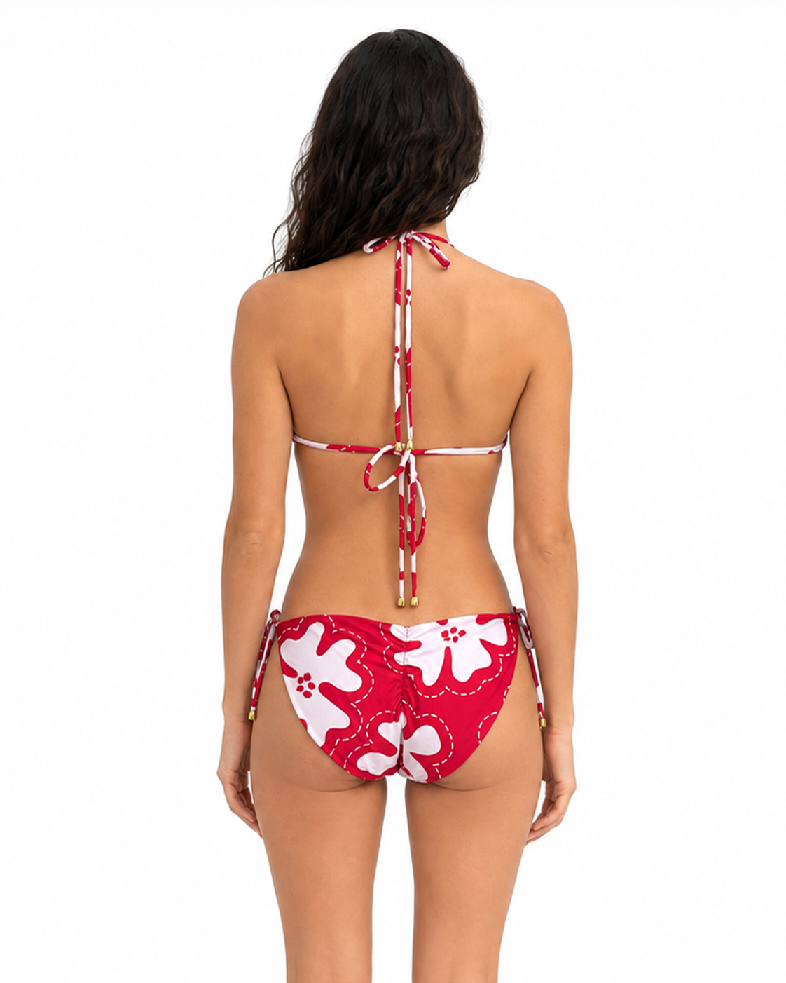 Bikini Triángulo y Panty 4 Tiritas - Jardín Carmesí