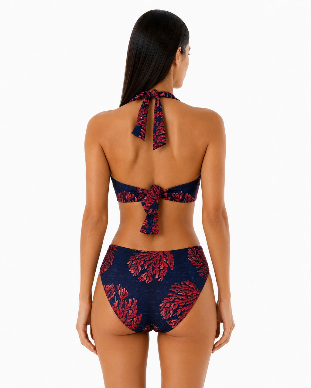 Bikini Top en V y Panty Cerrada - Coral Reef