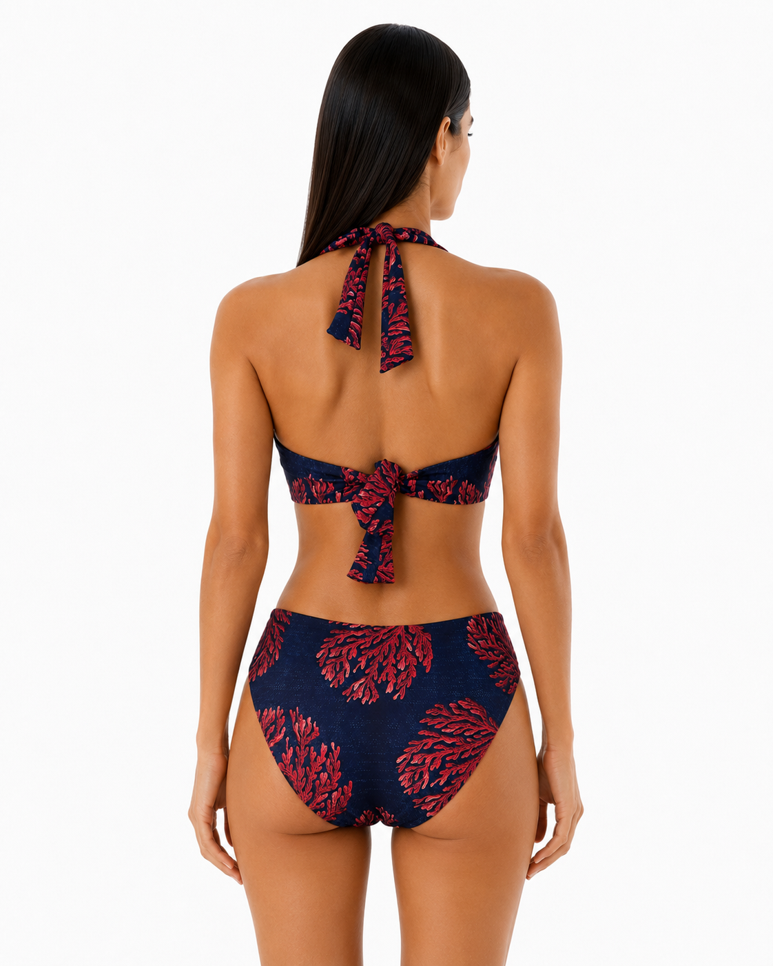Bikini Top en V y Panty Cerrada - Coral Reef