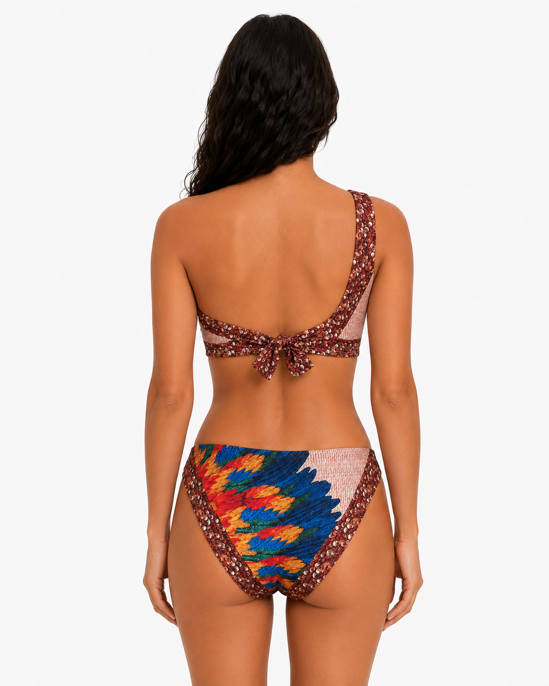 Bikini Top de Un Hombro y Panty Fina - Macaw