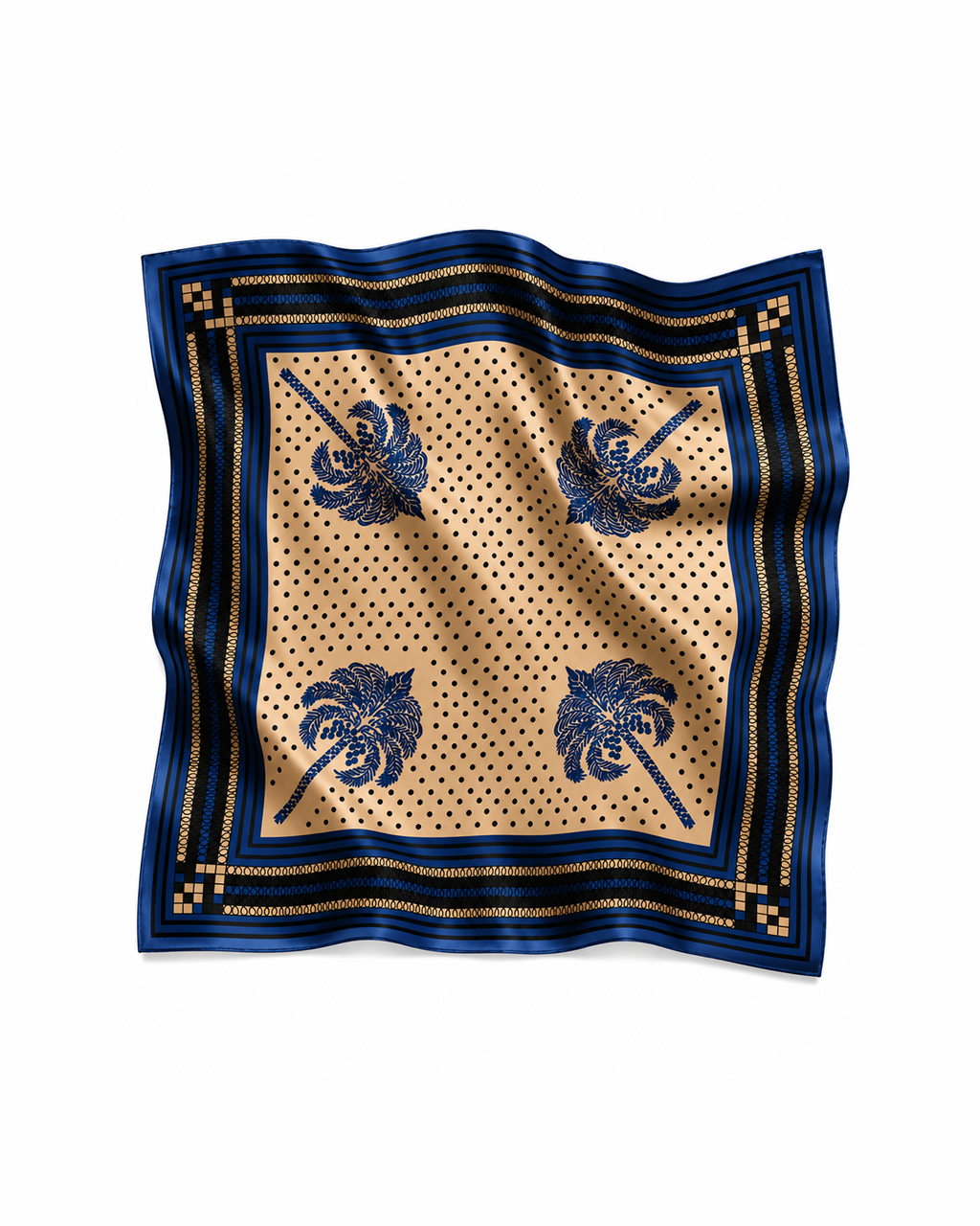 Pañoleta de Seda Palmas Azul