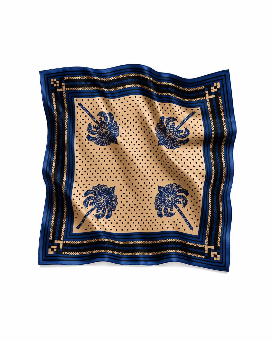Pañoleta de Seda Palmas Azul
