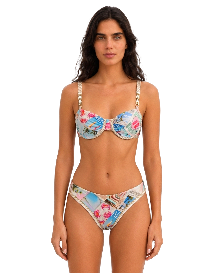Bikini Top con Ballena y Panty Cerrada - Print Posters Cuerda