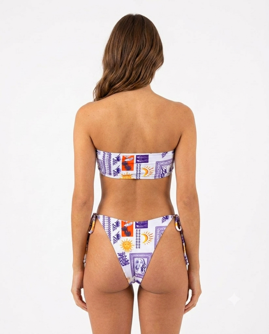 Bikini Strapless y Panty 4 Tiritas - Porcelana Mediterránea