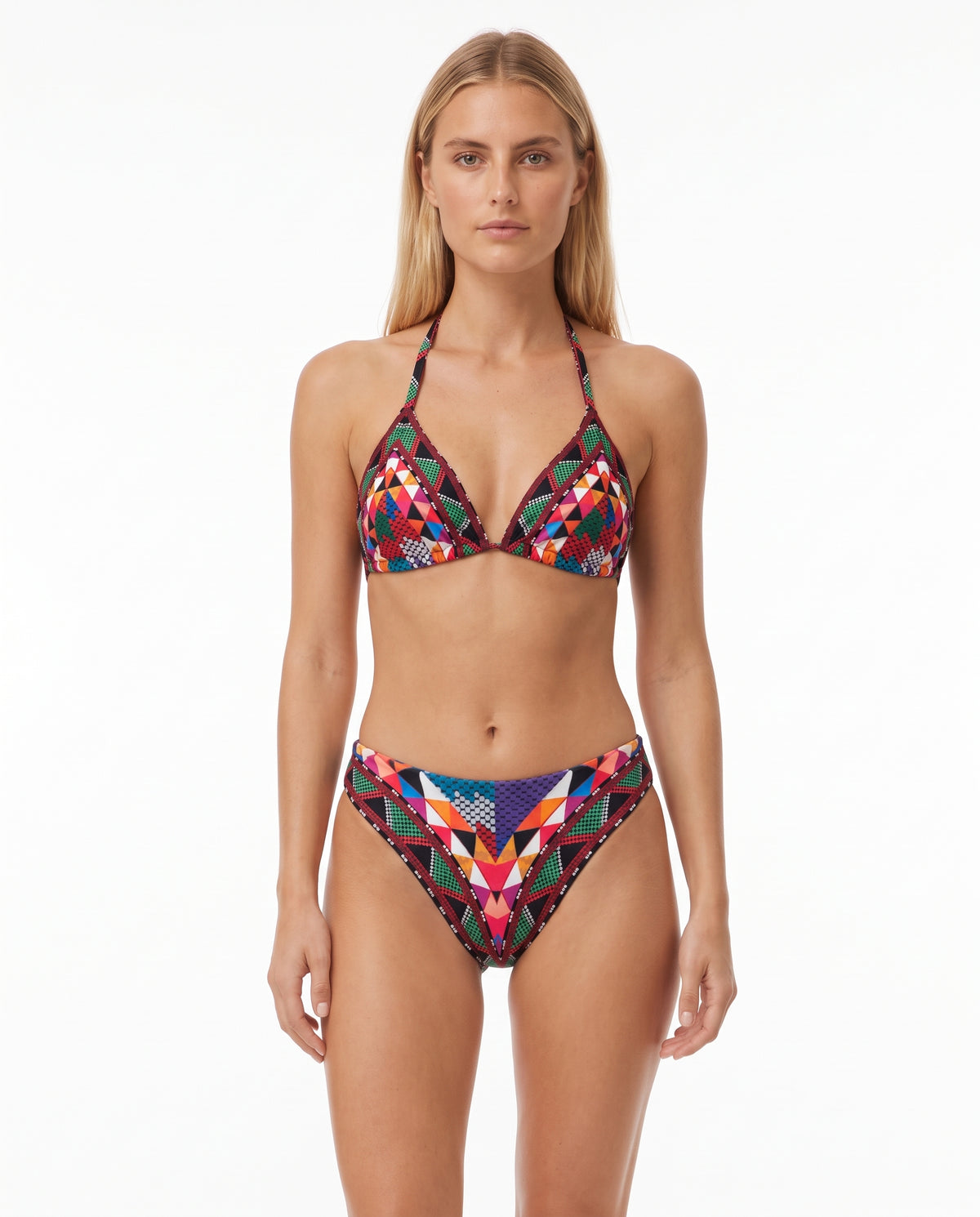 Bikini Triángulo y Panty Básica - Print Azteca Pop